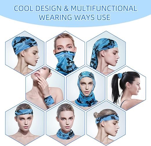 4 Pack Neck Gaiter Face Mask Scarf Masks Bandanas Breathable Outdoor Headwear Balaclavas Cover for Men Women 002