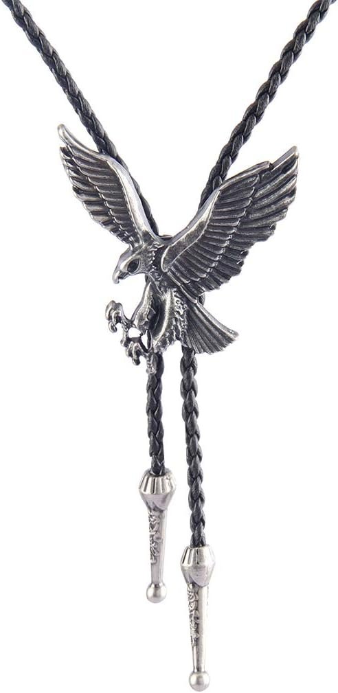 AZORA Western Cowboy Bolo Tie Men Leather Necktie Rope Cord Bull Skull Bola Tie for Women