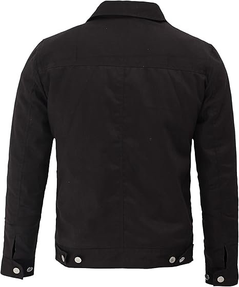 Blingsoul Mens Lightweight Jackets – Black Cotton Trucker Jacket For Men 002