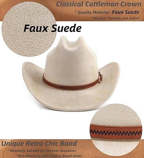 Cowboy Hat for Women and Men Wide Brim Western Cowgirl Hat 003