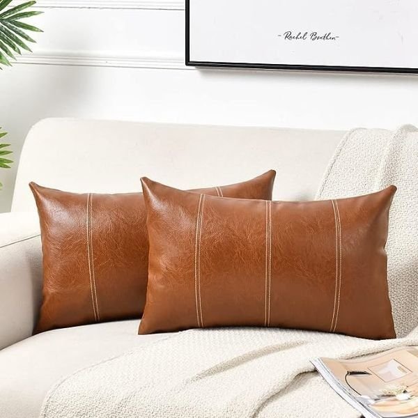 Faux Leather Throw Pillows