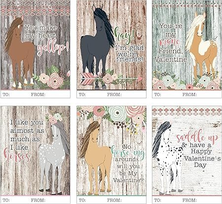 Horse Pony Themed Valentine Day Cards
