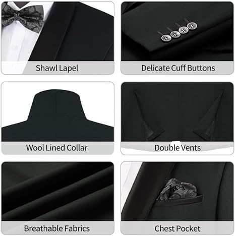 MAGE MALE Men’s Tuxedo Jacket Slim Fit One Button Solid Blazer Jacket for Dinner, Prom, Party 001