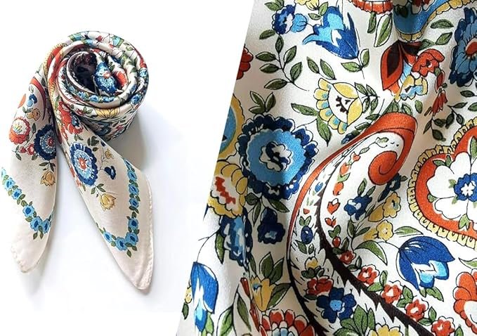 MEISEE Mulberry Silk Scarfs Women Small Square Scarf 21 x 21 Breathable Lightweight Neckerchief Headscarf 002