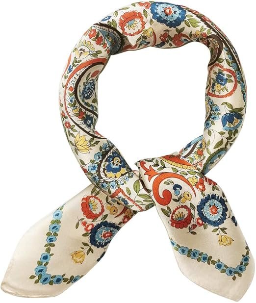 MEISEE Mulberry Silk Scarfs Women Small Square Scarf 21 x 21 Breathable Lightweight Neckerchief Headscarf