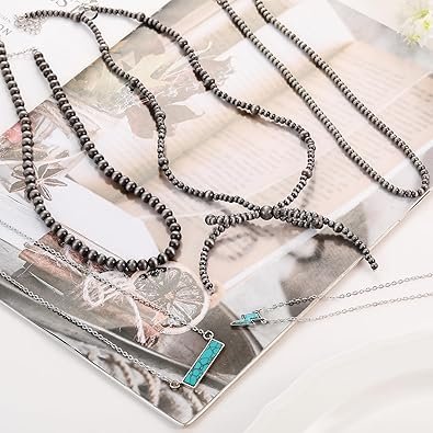 Navajo Pearl Bow Necklace Western Jewelry for Women Turquoise Choker Necklace Cowgirl 5PCS 001