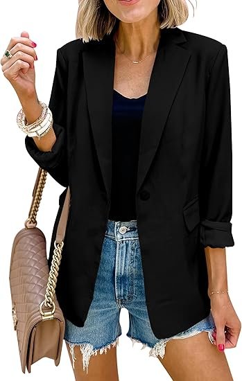 PRETTYGARDEN Womens Casual Blazer 2024 Fall Fashion Long Sleeve Open Front Work Office Suit Jackets