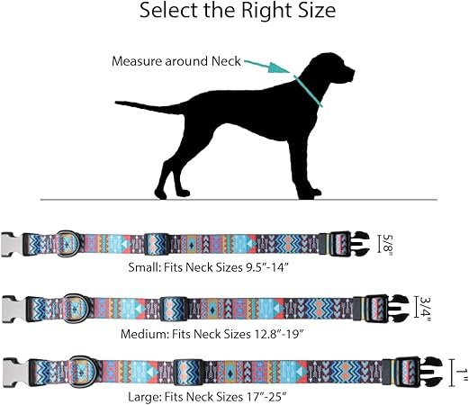 Personalized Dog Collar Tribal - Custom Engraved ID Tag Aztec - Small Medium or Large Size with Half Metal Buckle (Aztec, Small) 001