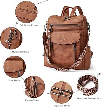 Shrrie Backpack Purse for Women Fashion Leather Backpack Purse Designer Travel Backpack Convertible Shoulder Bag with Wristlet 003