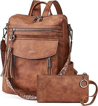 Shrrie Backpack Purse for Women Fashion Leather Backpack Purse Designer Travel Backpack Convertible Shoulder Bag with Wristlet