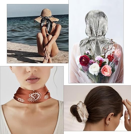 Silk Like Head Scarf for Women, Silk Hair Wrap for Sleeping, Women's Scarves & Wraps, 35in x 35in Bandanas for Women 002