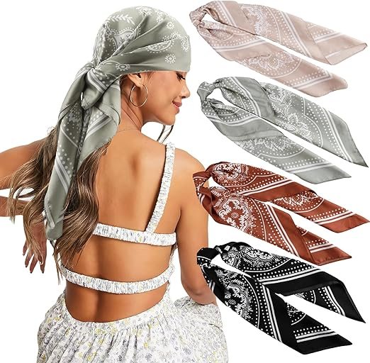 Silk Like Head Scarf for Women, Silk Hair Wrap for Sleeping, Women's Scarves & Wraps, 35in x 35in Bandanas for Women
