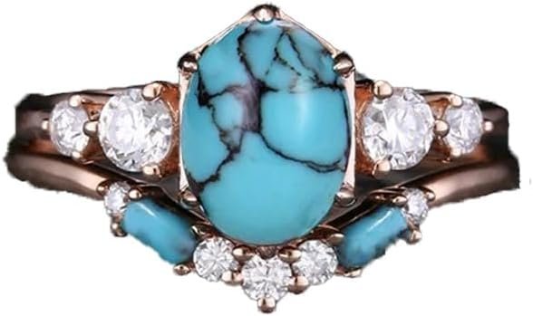 Turquoise Engagement Ring for Women 1CT Turquoise Blue Wedding Ring Kite Turquoise Ring Moon Wedding Ring Crescent Moon Ring Blue Gemstone Lucky Ring