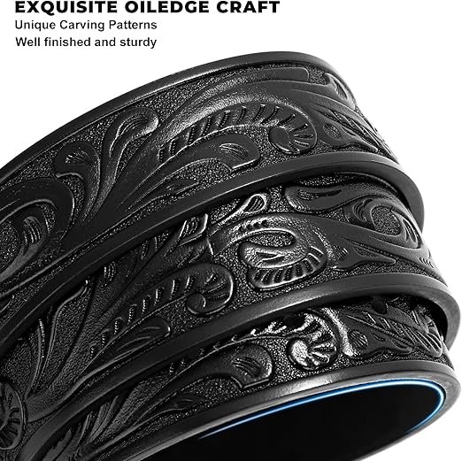 Western Leather Buckle Belt for Men Women Cowboy Cowgirl Mens Leather Belt for Jeans Christmas Men's Belt Gifts 001