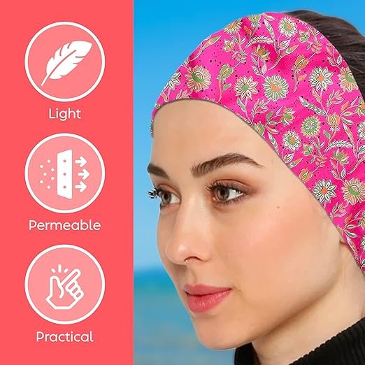 Womens Neck Scarf 21x21 Small Square - Headband Scarf Ethnic Bandana Head Scarf Flowering Breathable Lightweight 001