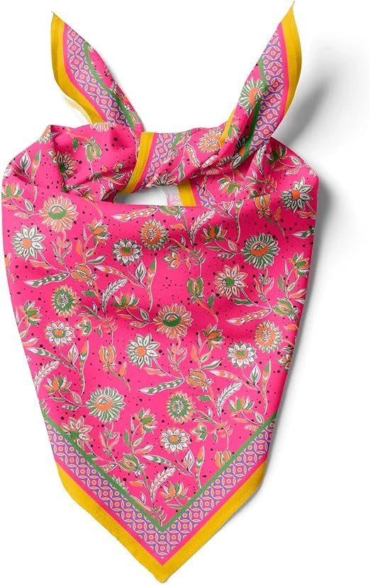 Womens Neck Scarf 21x21 Small Square - Headband Scarf Ethnic Bandana Head Scarf Flowering Breathable Lightweight