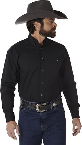 Wrangler Men’s Long Sleeve Button Down One Pocket Shirt